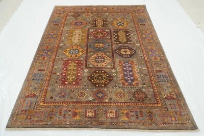 6 x 8 ft Gray Samarkand Afghan Hand Knotted Veg dye Wool Oriental Area Rug - Image 1 of 4