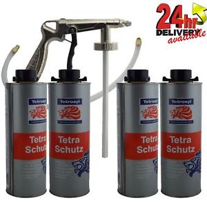 4 X 1L Tetrosyl Tetraschutz Shutz Body Rust Protector Underseal With Spray Gun