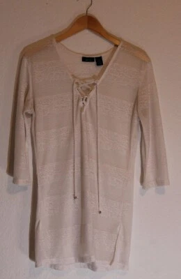 Mujer Apt. 9 Túnica con cordones de ganchillo para cubrir blanca talla M verano luz de natación Foto 1 de 4