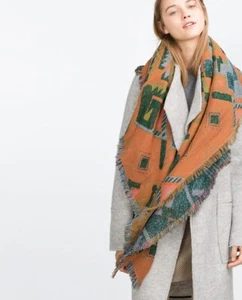 ZARA brick jacquard scarf ONE SIZE - Picture 1 of 5