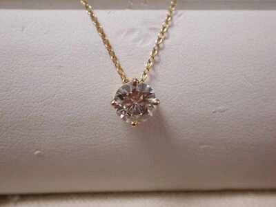 14KT Amarillo Slide 16" Cadena Cable 1.5 Quilates Redondo Moissanita 7mm Foto 1 de 4