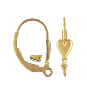 14K Gold Filled Heart Leverbacks w/ Ring 2pcs | DIY Jewelry Earring Hooks USA - Picture 1 of 1