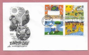 Earth Day 1995 FDC ARTCRAFT 4 Block Stamps US Scott # 2951-2952-2953-2954 - Picture 1 of 2