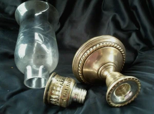 Vtg 3 Piece  Sterling Silver Etched Glass HURRICANE LAMP CANDLESTICK #905-40 - Picture 1 of 12