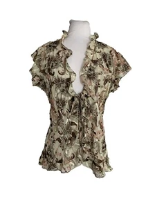Clothing Co by Notations Womens Blouse Over Shirt Size Small Semi Sheer Ruffles - Picture 1 of 7