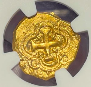 COLOMBIA NGC 63 1715 FLEET 1 ESCUDO 1708 SHIPWRECK TREASURE PIRATE GOLD COINS - Picture 1 of 12