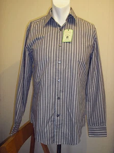 Attire Grey & White Stripe Long Sleeve Modern Fit Shirt - Size Small - BNWT!! - Picture 1 of 3