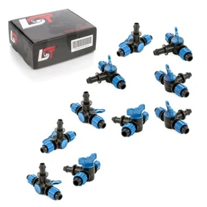 10x Rubinetto di intercettazione raccordo a T giunto irrigazione Ø 17x16x17 mm - Foto 1 di 8