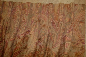 One Pr Lg Heavy Pleated DRAPES Paisley Jacquard Spice Thermal Lined 96" x 99" lg - Picture 1 of 8
