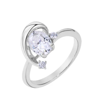 2ct VVS1 D Excellent 18K White Gold Lab Created Oval Ring Diamond Test Pass - Image 1 of 4