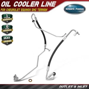 2pcs Outlet (Upper) & Inlet (Lower) Transmission Oil Cooler Line for Chevy GMC - Picture 1 of 10