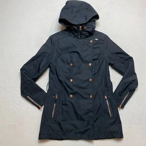 Helly Hansen Welsey Double Breasted Trench Raincoat Women's SP Navy Hooded - Picture 1 of 15