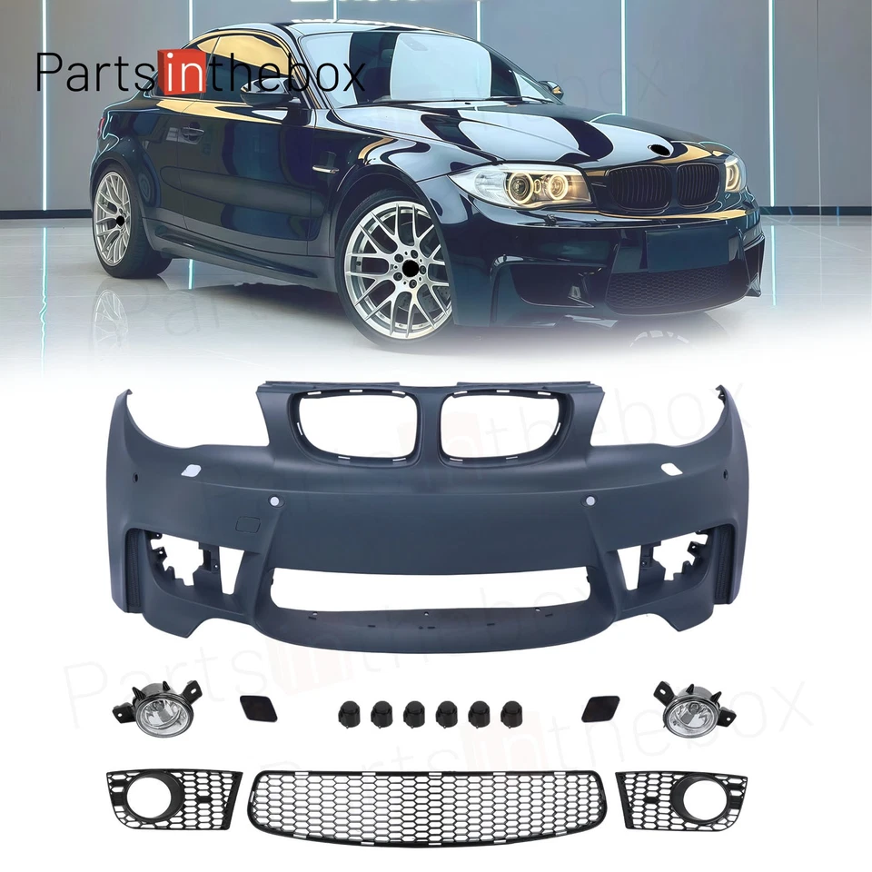 1M Style Front Bumper Fog Lamps Grille For 08-13 BMW E82 E88 1 Series 128i 135i Foto 1 de 4