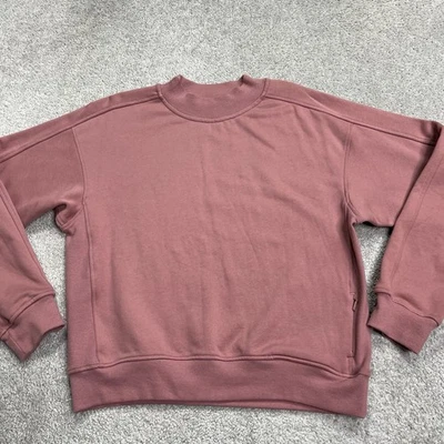 Lululemon Sweatshirt Women’s 6 Chill On Pullover Pink Cotton Terry Active Pocket - Image 1 of 4