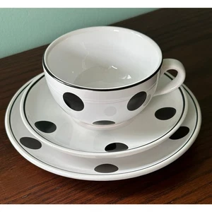 Bezaubernde gepunktete Tasse Untertasse und Teller Set Tee Kaffee Kakao - Bild 1 von 10