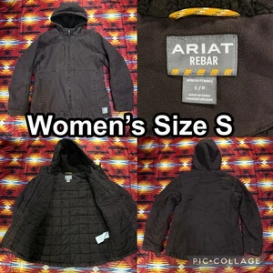 Ariat Rebar Giacca da Lavoro Marrone Pesante Full Zip con Cappuccio Donna Taglia S - Foto 1 di 11