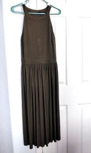 Catherine Malandrino Midikleid Neckholder Oberteil Faltenrock olivgrün 8 - Bild 1 von 5