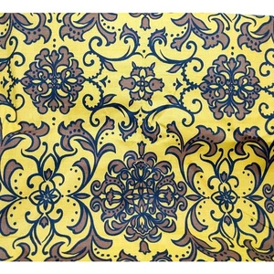 5yds Yellow and Brown Flourish Floral Statement Decor Fabric, Vintage Upholstery - Picture 1 of 9