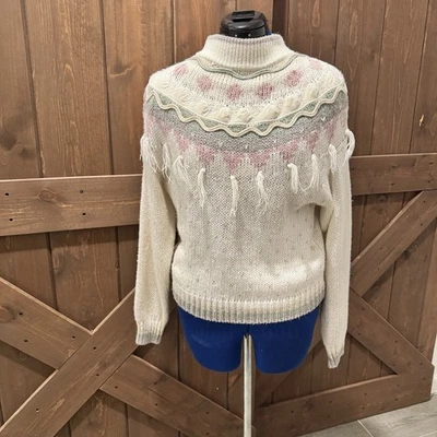 Suéter tejido para mujer de colección años 80 90 talla mediana corazones borlas cottagecore Foto 1 de 4