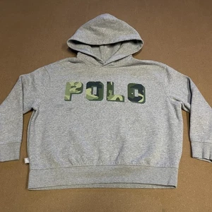 Polo Ralph Lauren Hoodie Youth Medium 8-10 Gray Camo Logo Pullover Sweatshirt - Picture 1 of 9