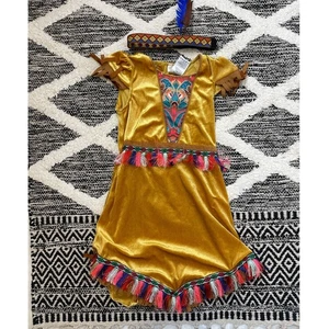 Amazon Girls Native Indian Costume Indigenous American Fringed Fancy Dress 4-6 - Picture 1 of 6