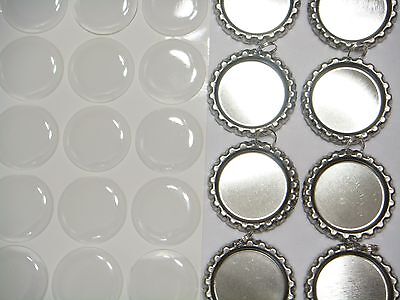 50 Flat Bottle Caps With Split Rings & 50 3D Epoxy Dome Stickers • 24.83€