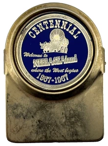 Vintage Nebraskaland Centennial Tie 1867-1967 Nebraska Metal Clip - Picture 1 of 4