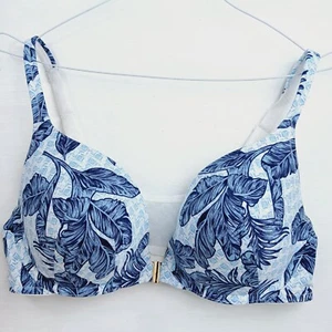 Lane Bryant Cacique Front-Close Cotton Boost Plunge Underwire Printed Bra 40D - Picture 1 of 11