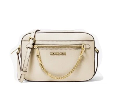 MICHAEL KORS Jet Set Large Saffiano Leather Crossbody Bag Light Cream - NWT - Image 1 of 4