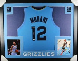 Ja Morant signed framed custom jersey NBA Memphis Grizzlies JSA COA - Picture 1 of 2