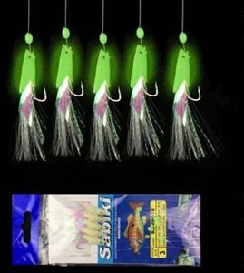 Paquete de 5 plataformas de pesca luminosas Sabiki gancho de cuerda flash pesca de agua salada 4#-1/0# - Imagen 1 de 22