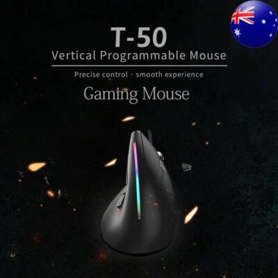 ZELOTES USB Wired Mouse 9 Buttons T-50 Wired Vertical RGB Gaming Mouse Ergonomic - Image 1 of 4