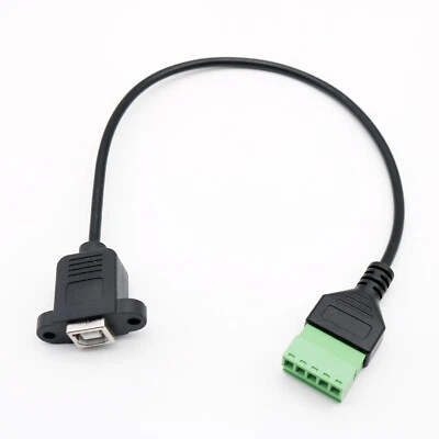 USB 2.0 B Female to 5 Pin Bolt Screw Shield Terminals Pluggable Adapter Cable - Image 1 of 4