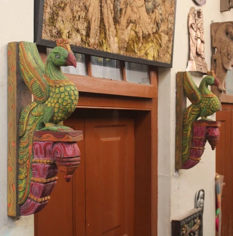 Bird Pair Statue Wooden Wall Brcaket Corbel Pair Vintage Home Decor Wall Hanging Cover