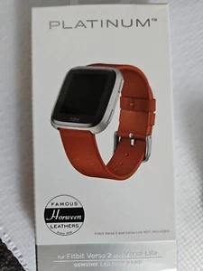 Platin - Leder Uhrenarmband für Fitbit Versa 2, Fitbit Versa/Versa Lite - Braun - Bild 1 von 11