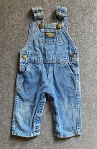 Vintage Oshkosh Bgosh Shorts Overalls Size 5 Months Blue Denim Vestbak - Picture 1 of 8