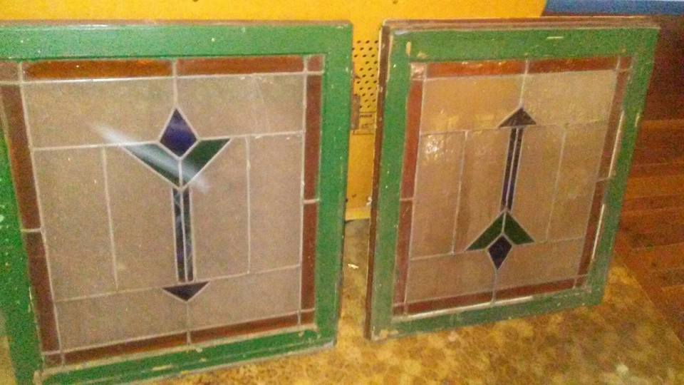 Vintage Stained Glass Window Panel 1 pair.  2 panels  - Image 1 of 1