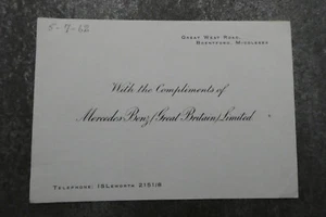 Mercedes Benz Paper Compliments Slip Brentford Car Automobilia - Picture 1 of 2