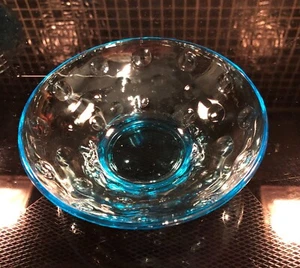 6 Hazel Atlas Capri Dots Blue Frut Bowls 4 7/8" Exc Cond 1960's Discontinued - Picture 1 of 4