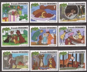 Grenada Grenadines - 1981 Lady and the Tramp - 9 Stamp Set - Scott #450-8 - Picture 1 of 1