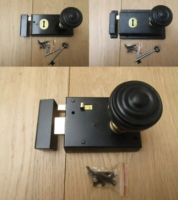 Rim Lock Door Knob Handle Sets Bathroom Bedroom Snib latch Old retro victorian  - Image 1 of 2