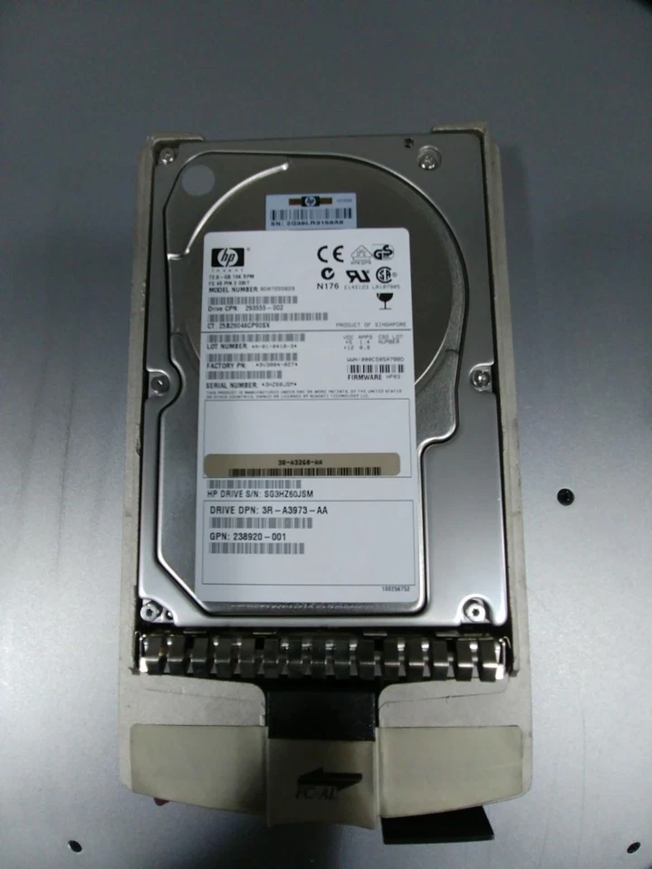 HP 244448-001 72GB 10K RPM 3.5" Fiber Channel HDD 293555-002 - Image 1 of 1
