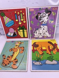 Vintage Playskool Disney Tigger & 101 Dalmatians Wood Birthday Horses Puzzles - Picture 1 of 5
