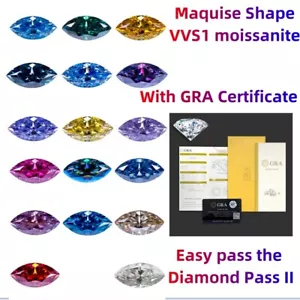 15 colors 1.0~3.0ct Blue D VVS1 Loose Marquise Moissanite Stone GRA Certificate - Picture 1 of 43