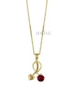 14K Gold 0,65 ct Rubin Edelstein Liebe Herz Halskette - The Jewelz - Bild 1 von 3