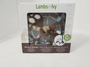 Lambs & Ivy Jake Musical Mobile Blue Brown Tan Elephant Giraffe Turtle NEW RARE