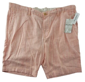 Tommy Bahama Harbor Herringbone Short Peach Sorbet Stretch Linen Blend $99 2XL - Picture 1 of 7