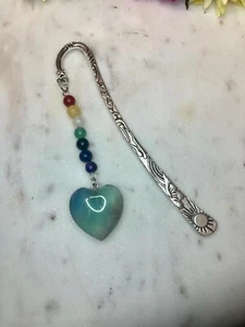 Blue Fluorite Heart 7 Chakra Beaded Bookmark - Picture 1 of 1