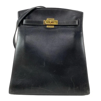 Auténtico bolso de hombro HERMES Kelly Sport GM caja negra círculo de pantorrilla con Foto 1 de 4