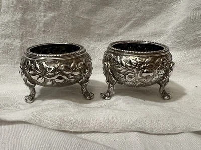 Pair Of S. Kirk & Sons REPOUSSE 11oz. Coin Silver Footed Salt Cellars (101.5g) - Image 1 of 4